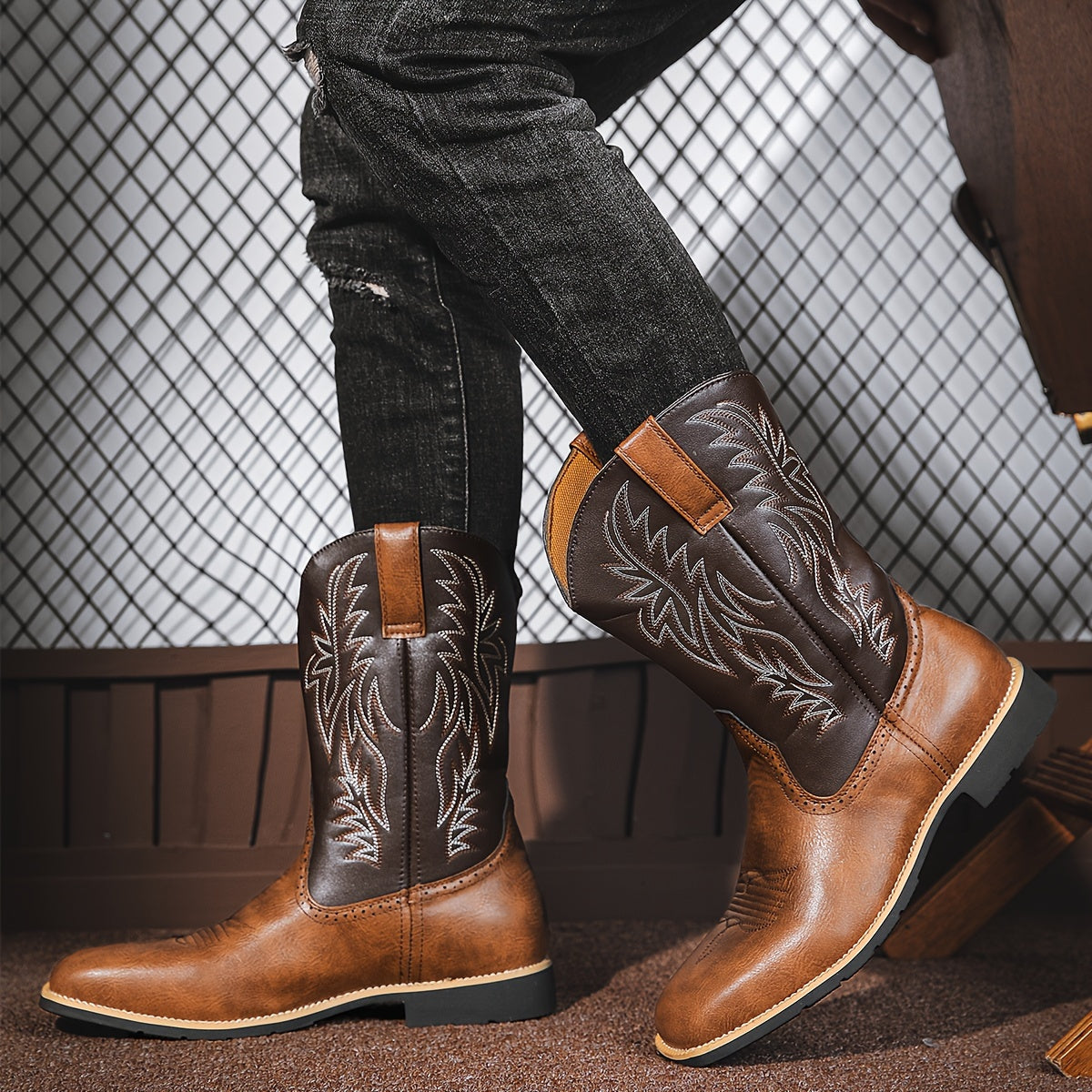 Premium Leather Roper Boots