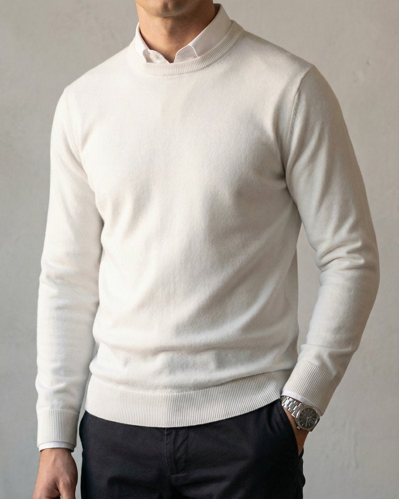 Côte Crew Neck Sweater - White