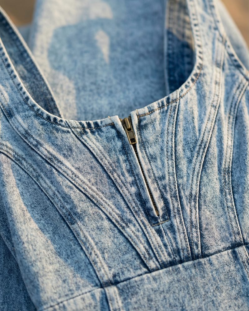 Valentina Denim Dress - Corset Bodice Detail