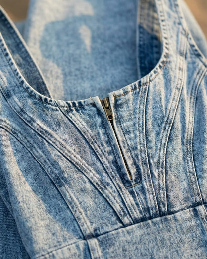 Valentina Denim Dress - Corset Bodice Detail