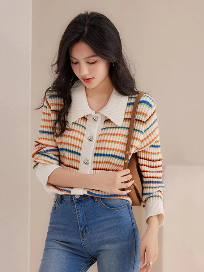 Chérie Striped Knit Cardigan