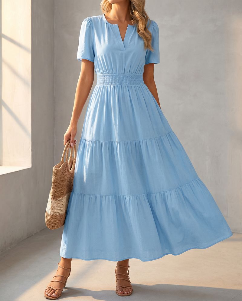 Provence Tiered Dress - Light Blue