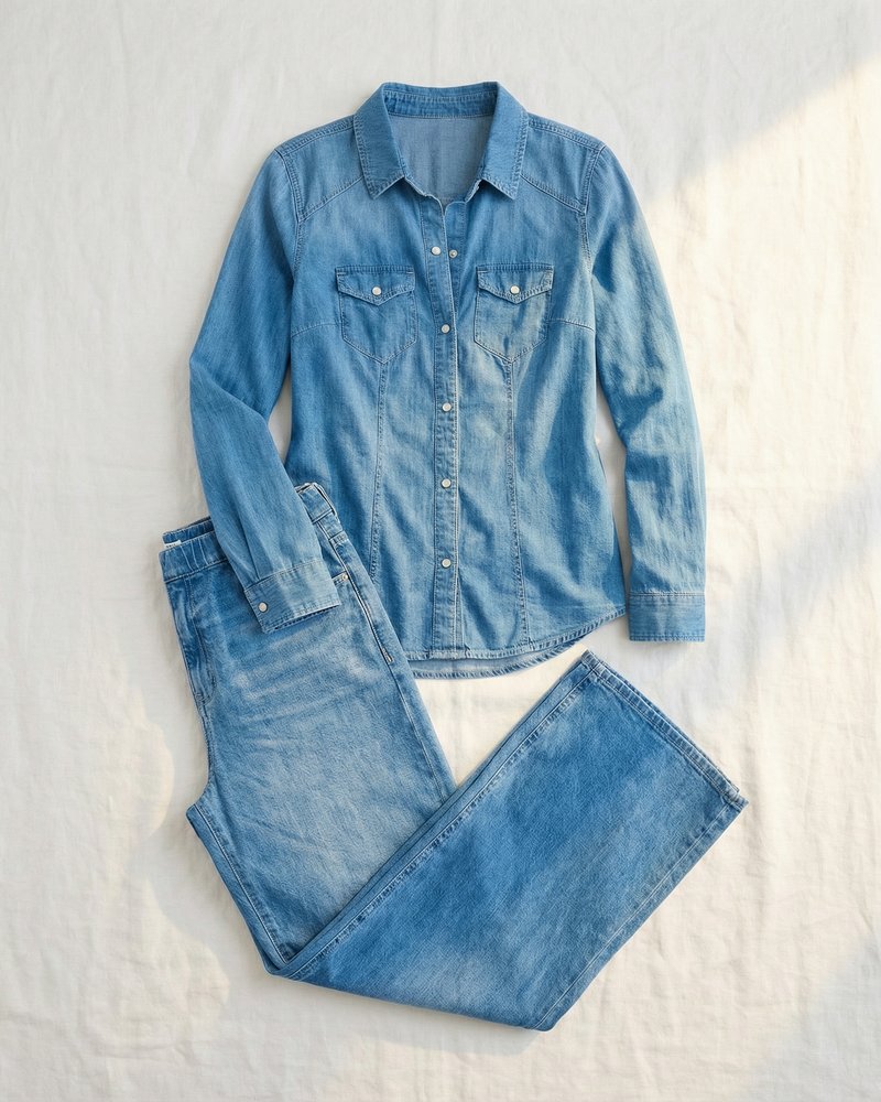 Côte Denim Pyjama Set - Flatlay