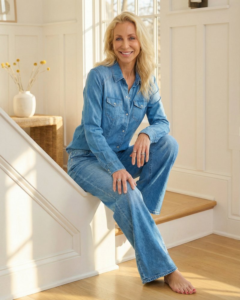 Côte Denim Pyjama Set - Seated