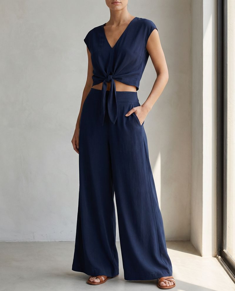 Riviera Palazzo Set - Navy