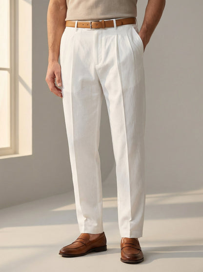 Matteo Classic Cotton Pants - White