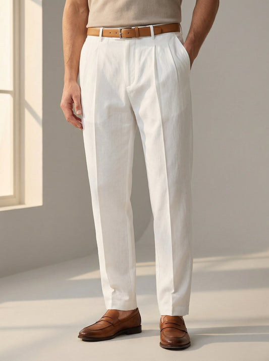 Matteo Classic Cotton Pants - White