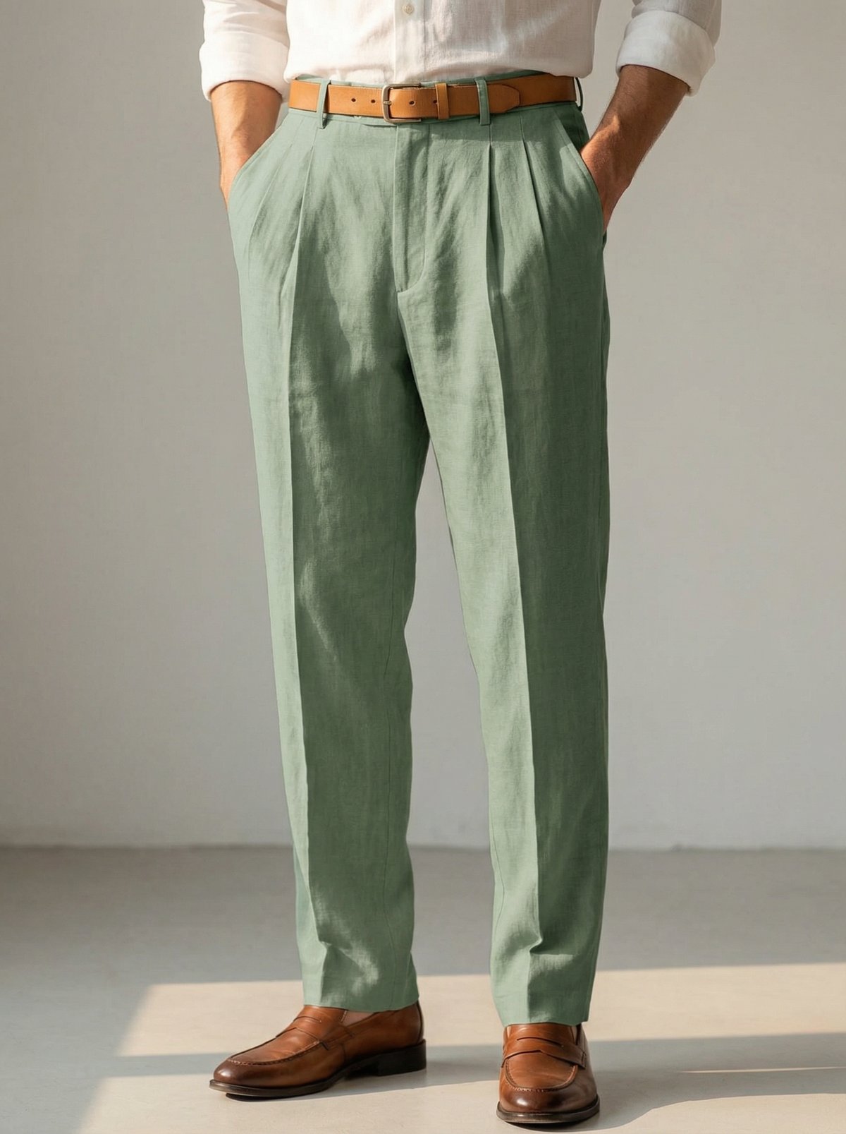 Matteo Classic Cotton Pants - Green