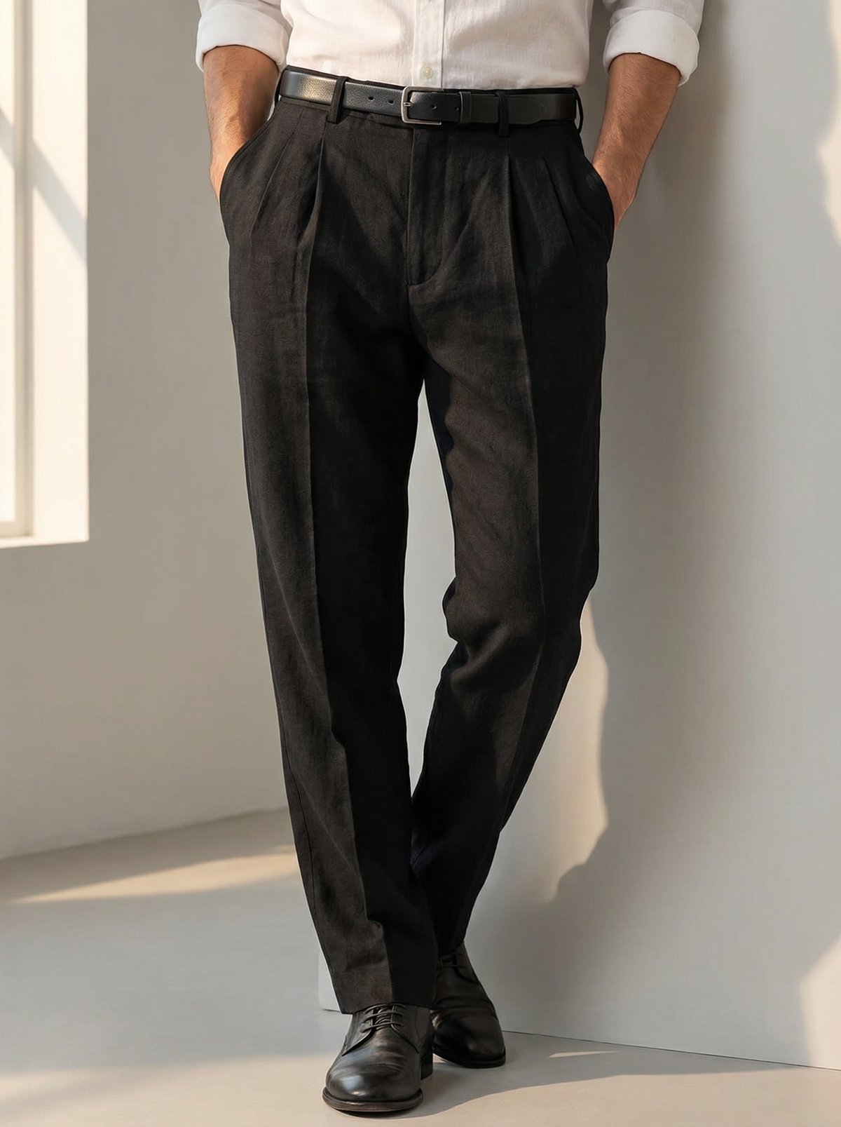 Matteo Classic Cotton Pants - Black