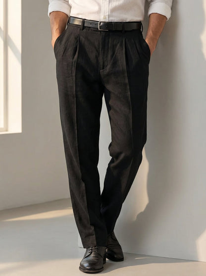 Matteo Classic Cotton Pants - Black