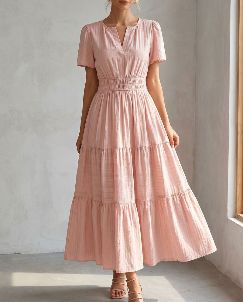 Provence Tiered Dress - Pink