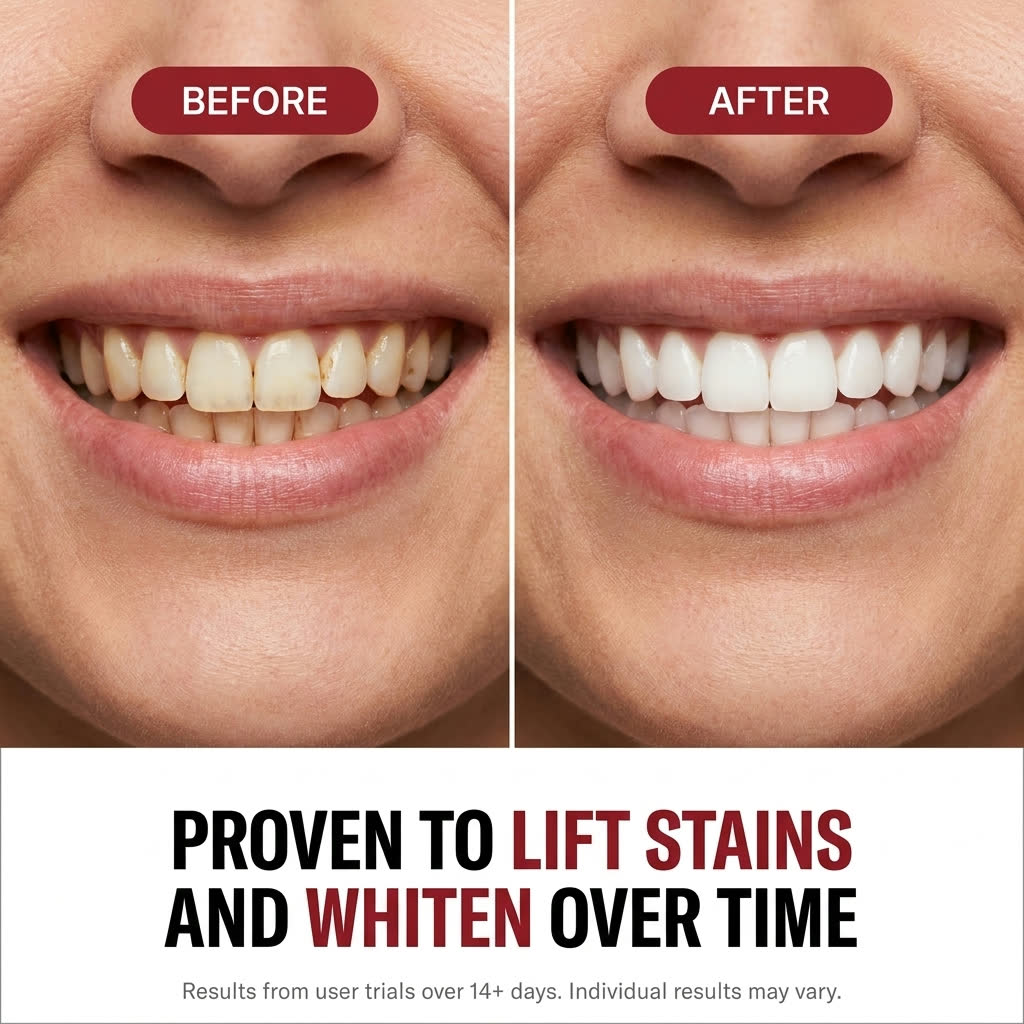 Before and after - proven to lift stains and whiten over time