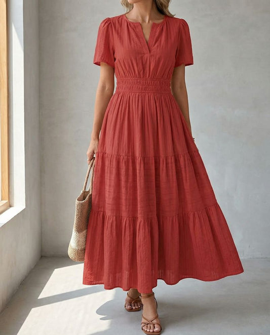 Provence Tiered Dress - Red