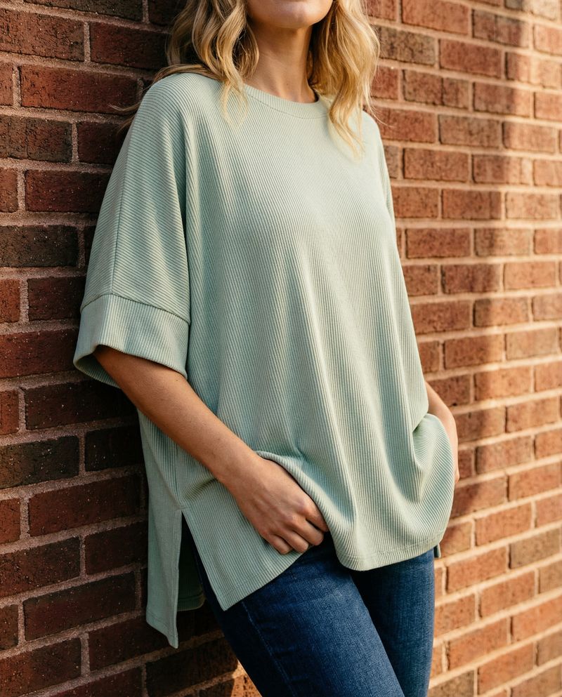 Clara Ribbed Knit Top - Sage