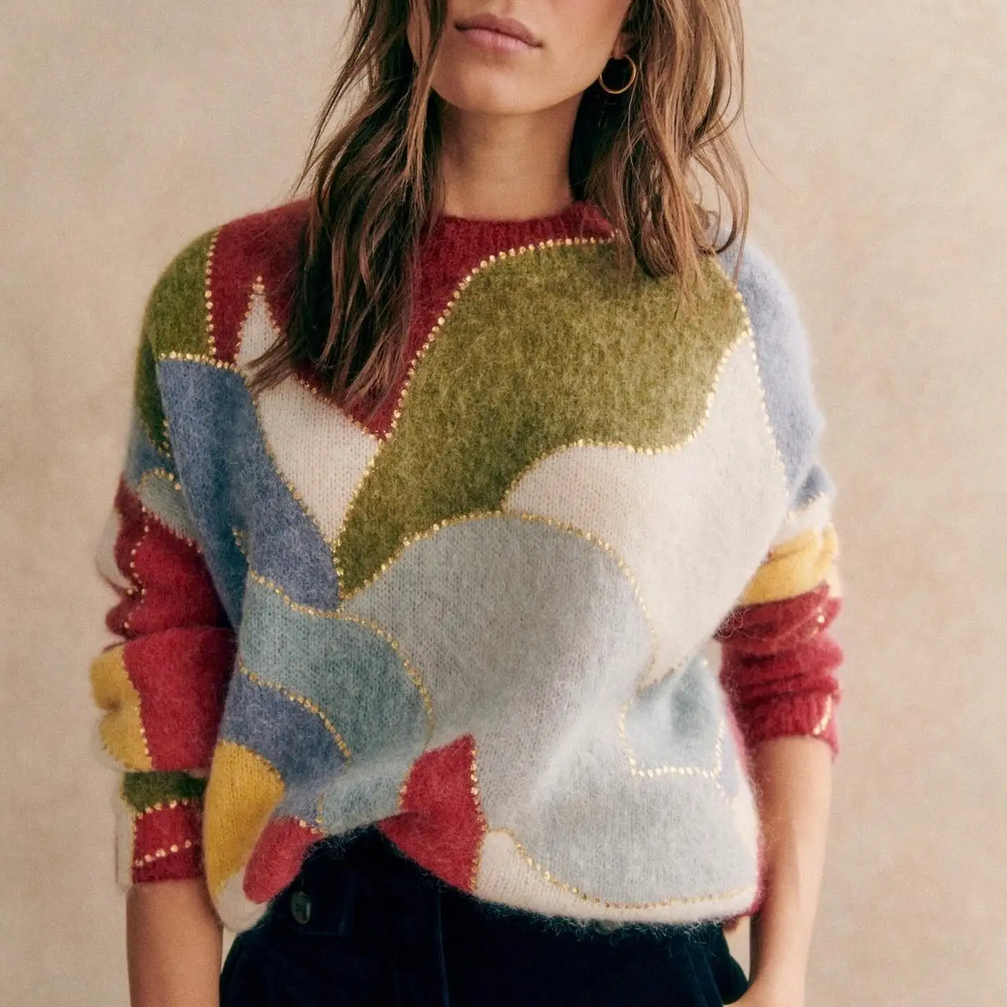 MUSE CASHMERE PATCHWORK SWEATER